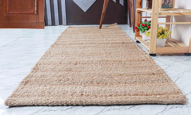 Large Area Handwoven Natural Jute Hemp Runner Rug for Home and Living Room Decor