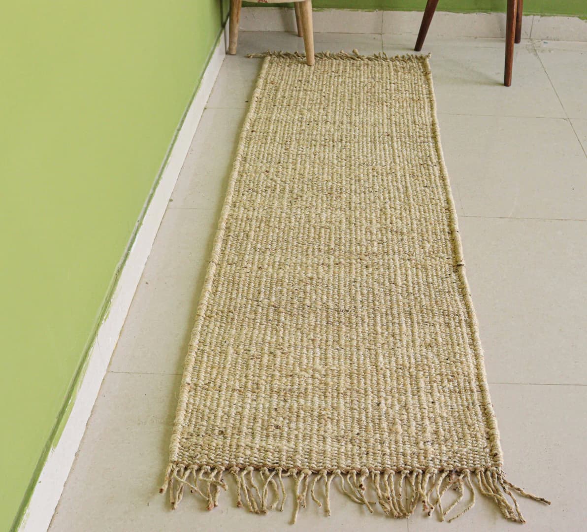 Off White Hand Loomed Jute Hemp Runner Rug with Fringes Decor Rug Large Area Runner Rug Doormat Bed side Runner Rug