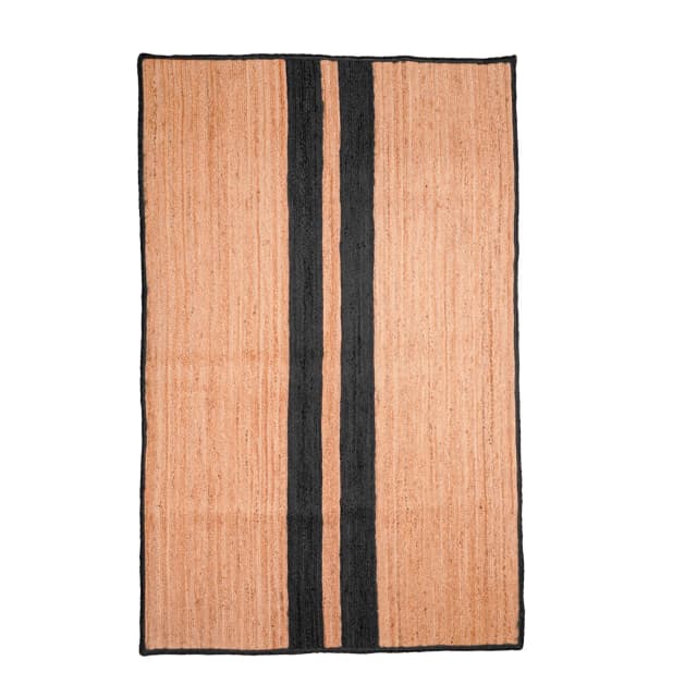 Natural Jute Braided Handmade Large Area Rug with Custom Color Stripes