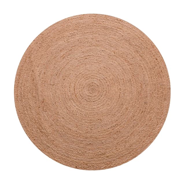 Home Decor Bohemian Handmade Braided Beige and White Jute Area Round Rug