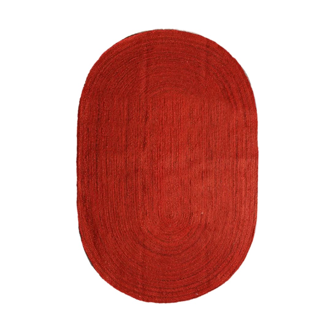 Indian Traditional Design Vintage Area Custom Color Bohemian Jute Oval Rug