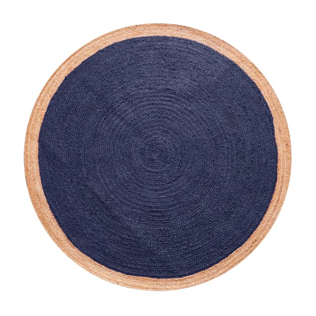 Decorative Handmade Bohemian Custom Color Jute Area Round Rug with Beige Border