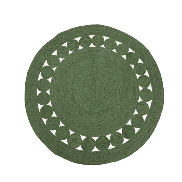 Hand Braided Custom Color Jute Braided Scalloped Round Rug