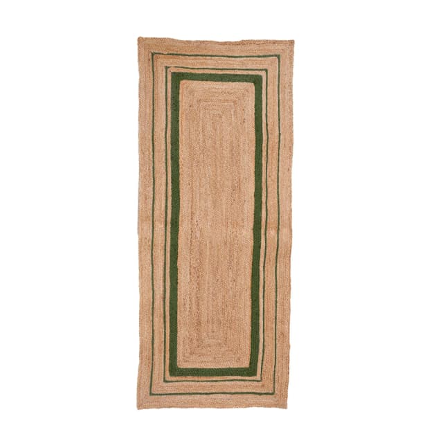 Home and Living Decorative Hand Braided Natural Jute Runner Rug with Color Border