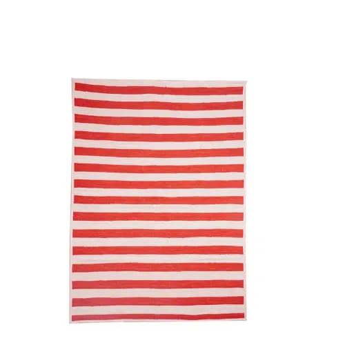 White with Custom Color Stripes Handmade Natural Jute Braided Rectangle Rug