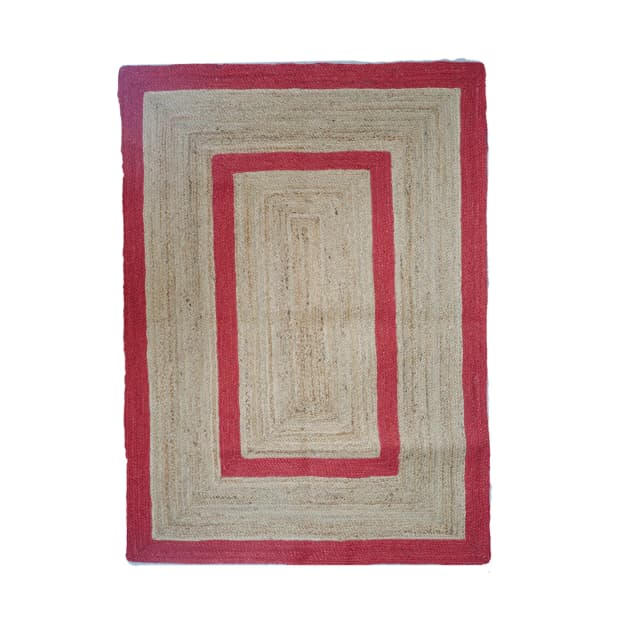 Eco Friendly Handmade Braided Large Area Natural Jute Rug with Color Border