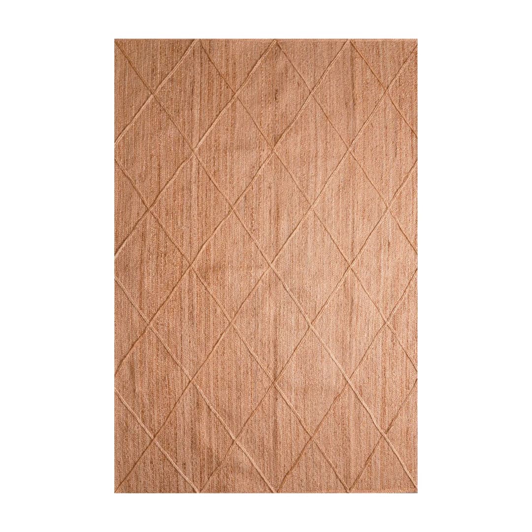 Hand Braided Natural Rectangle Jute Rug with Diamond Design