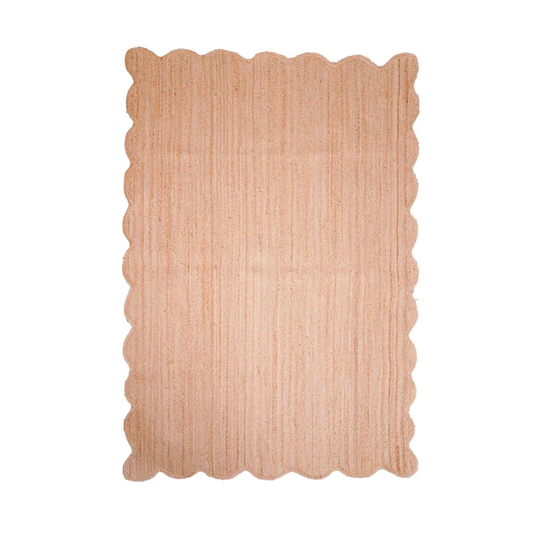 Hand Braided Bohemian Natural Rectangle Scalloped Jute Rug