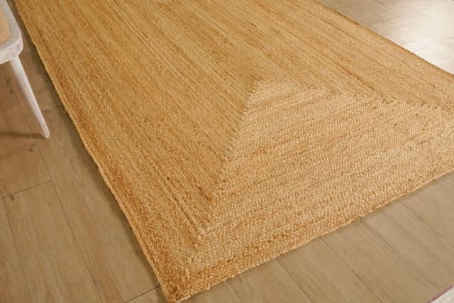 Indian Village Hand Braided Natural Jute Bohemian Rectangle Rug