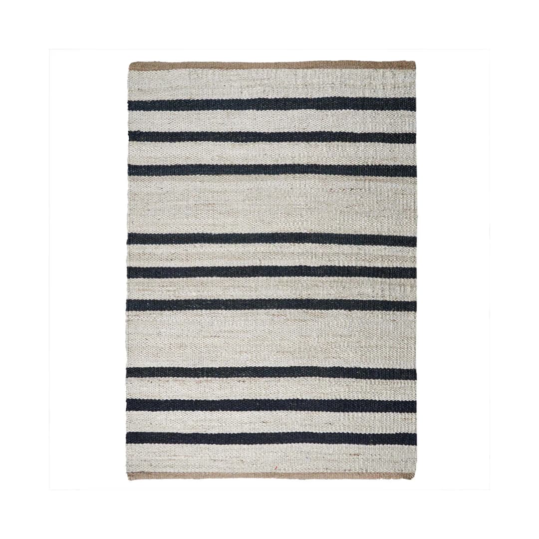 Indian Handmade White Jute Hemp with Black Stripes Line Hemp Rectangle For Hallway Decor Hemp Rug For Living Room Area Vintage Large Area Jute Rug 