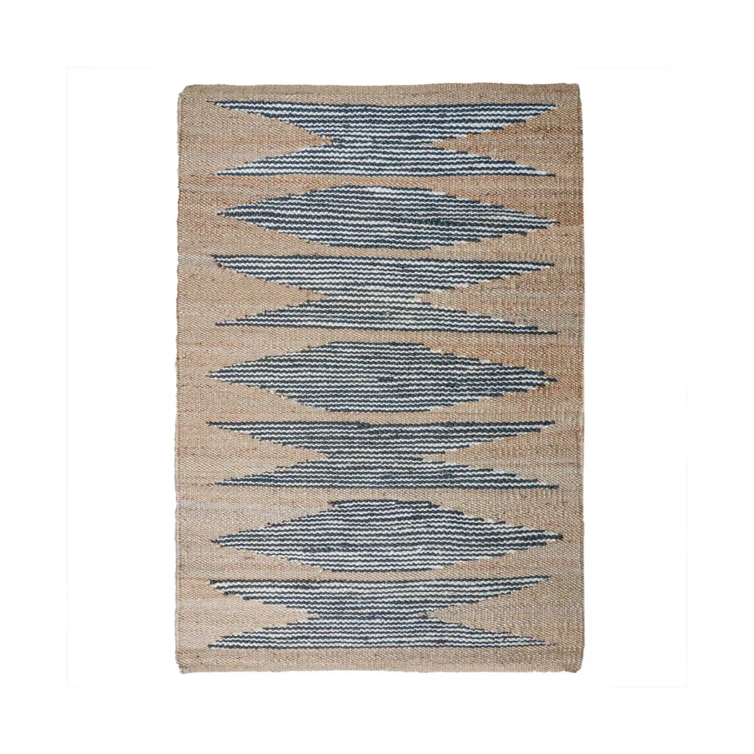 Indian Handmade New Design Natural Jute Hemp Rug with Black and White Design Hemp Rug For Hallway Decor Hemp Rug For Living Room Area Vintage Large Dhurrie Rug