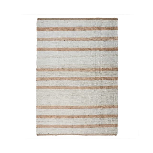 Indian Handwoven Hemp Rectangle Jute Rug White Large Area Rug With Beige Stripes Line Decorative Jute Rug Hemp For Dining Table Decor Rug Vintage Hemp Rug