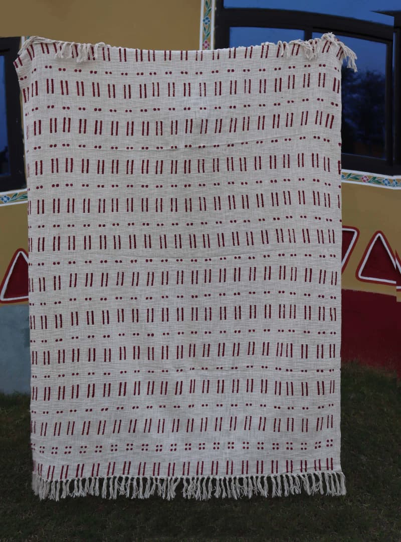 Handmade Rustic Throw Authentic African Style Decor For Home Hand Loom Blanket Boho Block Print Bed Throw Linen with Tassels For Living Decor Sofa Cover 