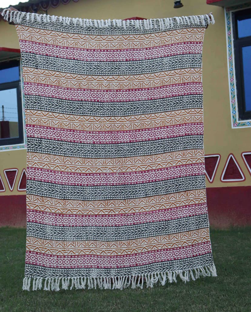 Hand Loomed Cloth Soft Cotton Blanket Boho Ethnic Beach Towel Bohemian Handmade Throw Sofa Decorative Cover For Living Guestroom Sofa Throw Blanket