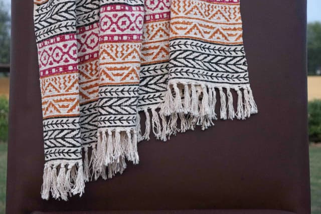 Hand Loomed Cloth Soft Cotton Blanket Boho Ethnic Beach Towel Bohemian Handmade Throw Sofa Decorative Cover For Living Guestroom Sofa Throw Blanket