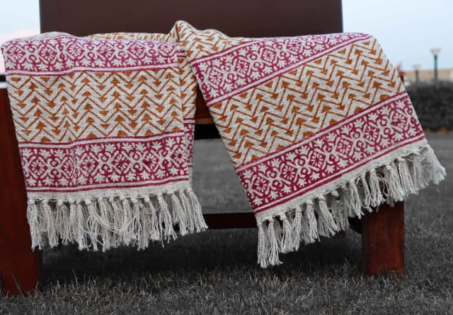 Indian Soft Cotton Throws Blankets for Sofas Hand Loom Hand Block Printed Bed Rectangle Boho Cotton Fringed Blanket Beach Throw For Living Bedroom Sofa Cover