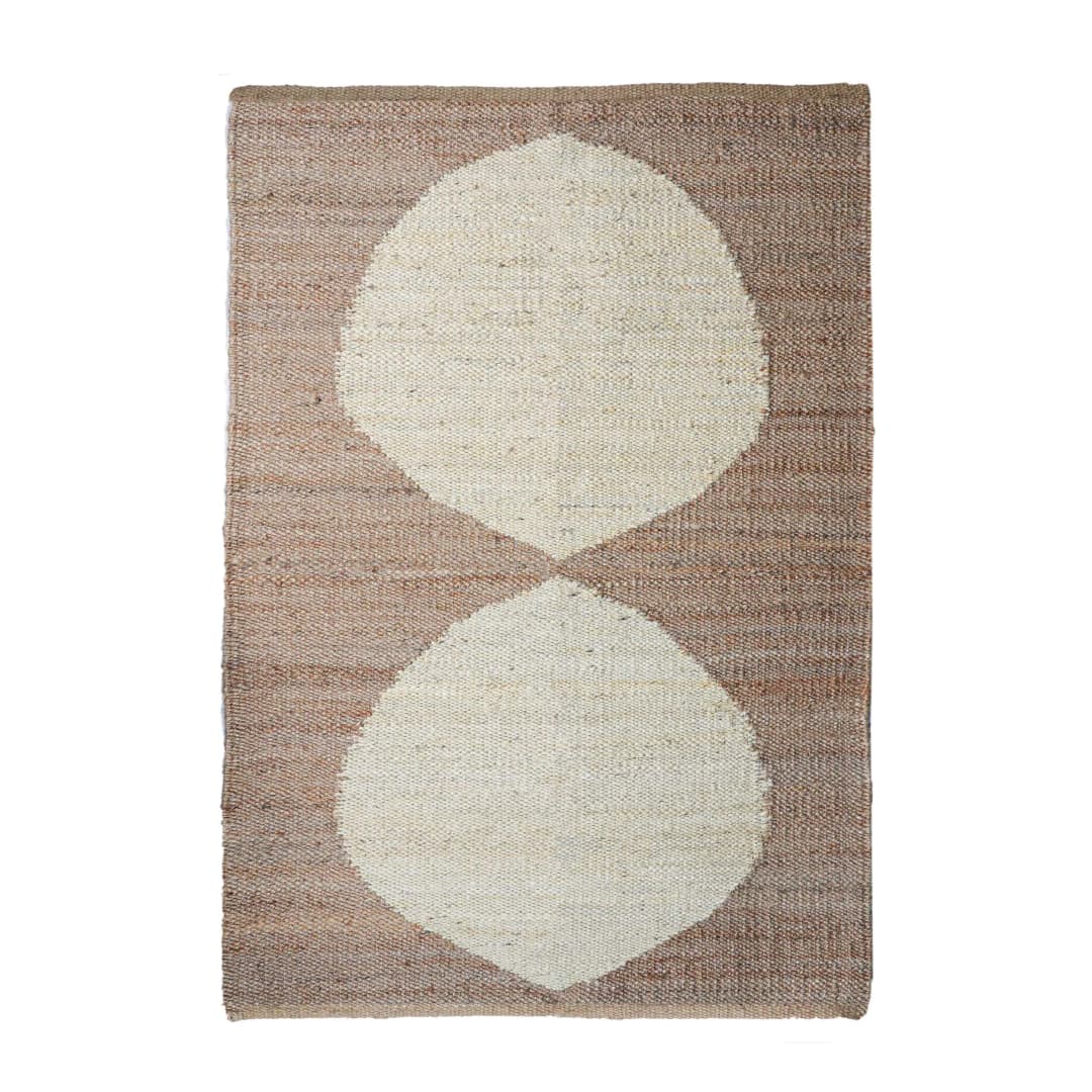 Hand Woven Beige Hemp With White Circle Pattern Hemp Rectangle For Hallway Decor Beautiful Hemp Rug For Living Room Area For Living Decor Home Rug 