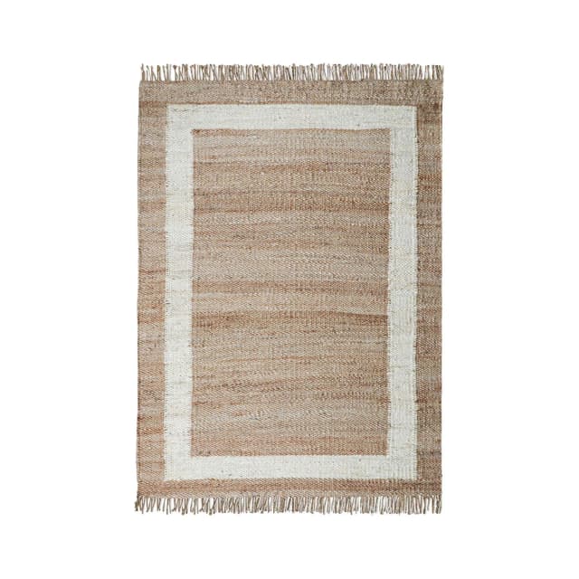 Indian Handmade Beige Jute Hemp Rug With White Color Border Boho Decor Hemp Jute Carpet Hallway Decor Hemp Jute Rug Vintage Jute Large Area Rug Boho Decor Rug