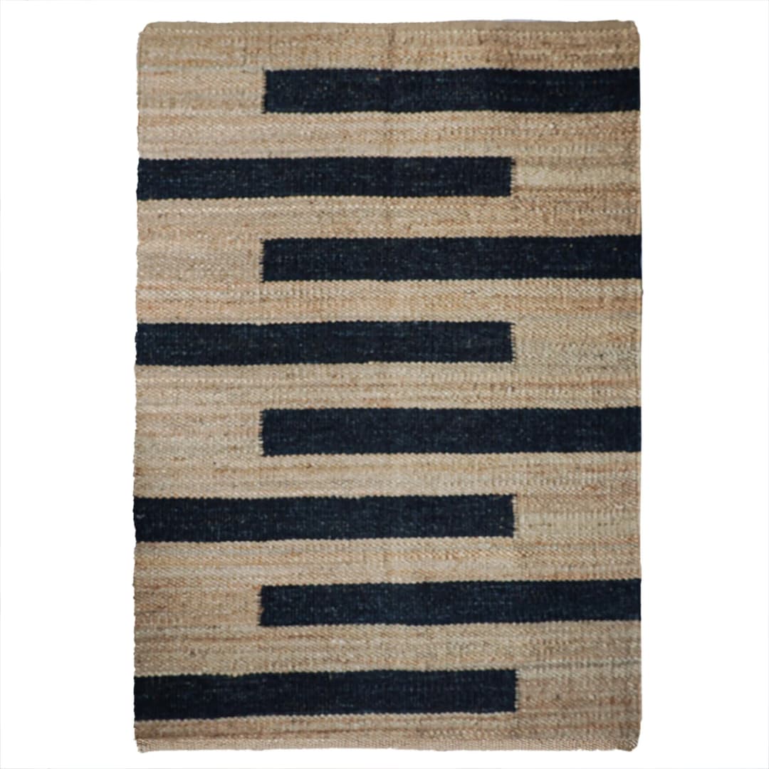 Handwoven Beige Stair Hemp Rug With Black Stripes Rug Bedside Rectangle Doormat Runner Rug Handloomed Yoga Hemp Rug For Living Decor Hemp Large Area Dhurrie Rug 