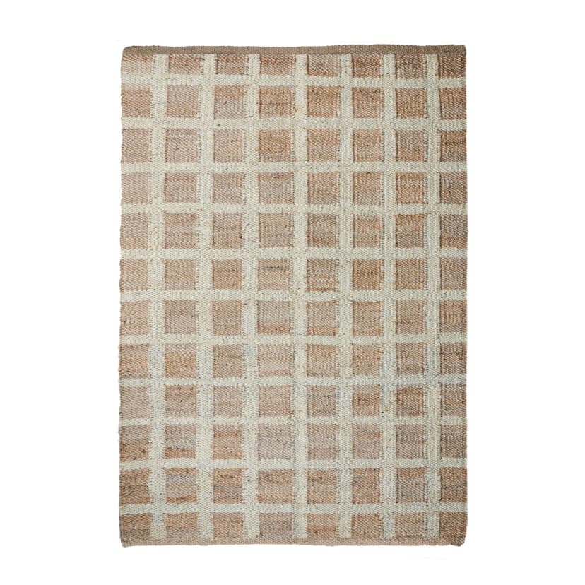 Natural Jute Hemp Rectangle Doormat Runner Rug With White Boxes Jute Hemp Runner Hemp For Stair Decor Tufted Hemp Rug Natural Fiber Hemp Home Decor Jute Area Rug 