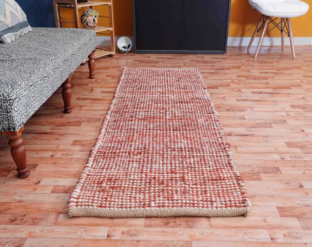 Indian Handmade Red And White Jute Hemp Runner Rug Yoga Mat Throw Carpet Handloom Hemp Jute Runner Rug Stair Decor Runner Decorative Rug Vintage Runner jute Rug 