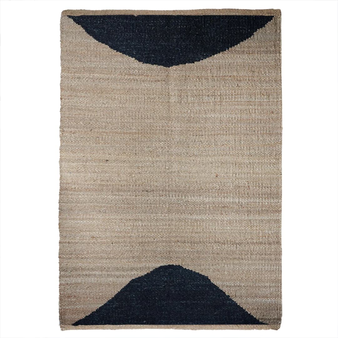 Natural Jute Hemp Rectangle Rug With Half Black Design Area Rug Vintage Decor Dhurrie Rug For Living Long Kitchen Decor Rug Bohemian Jute Rug Floor Rectangle Jute Rug