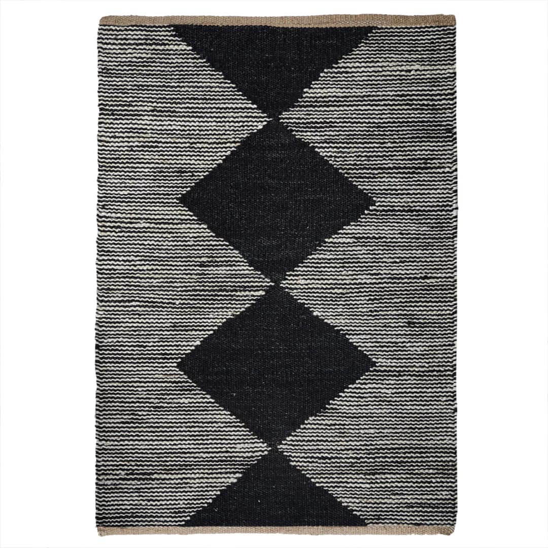 Hand Woven Black And White Hemp Jute Rug Rectangle Doormat Hemp Runner For Hallway Decor Hemp Runner Hemp Rug For Living Room Area Rug Vintage Large Decor Rug 