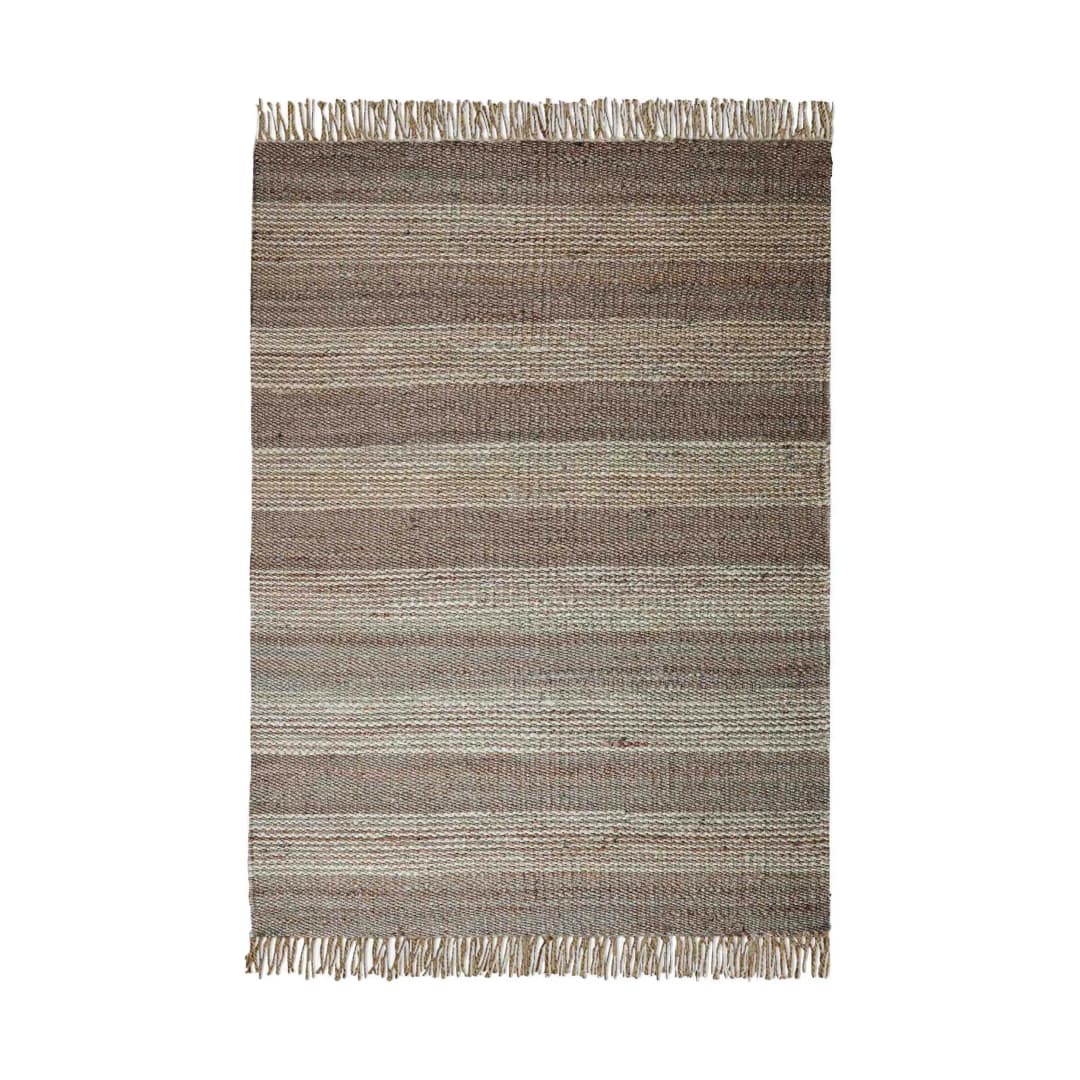 Indian Handwoven Hemp Large Area Decor Rug Natural Hemp With White Stiped Line Rug Fringes Jute Rug Vintage Decor Rug Living Room Rug Traditional Jute Rug 