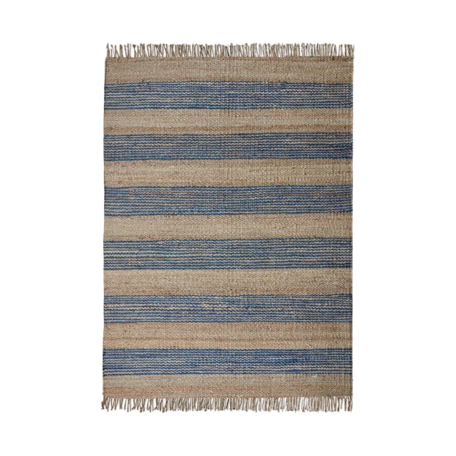 Handmade Beige Jute Hemp Rug With Blue Color Stripes Hallway Decor Hemp Rectangle Hemp For Farmhouse Hemp Carpet Boho Decor Hemp Rug Vintage Large Decor Area Rug 