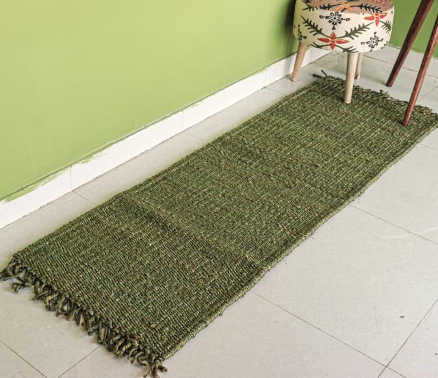 Green Color Hemp Jute Runner Indian Hemp Jute Rug Hemp Runner for Living Room Bohemian Hemp Runner Rug Turkish Hemp for Porch Area Decorative Home Kitchen Large Rug 