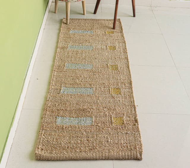 Indian Handwoven Multicolor Hemp Runner Jute Rug Large Area Jute Rug Vintage Jute Rug Living Home Area Rug Decorative Hemp Rug Entryway Jute Runner Rug Boho Decor Rug