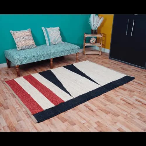 Room Decor Rug Decorating Hand Crafted Multicolor Rectangle Lagre Area Rug Vintage Hemp Jute Rug For Living Room  Rectangle Rug 