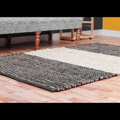 Lagre Area Rectangle Rug Hand Weaving White And Black Color Vintage Hemp Jute Rug For Living Room Decor Rug Decorating Room Interier Style making And Elegant 