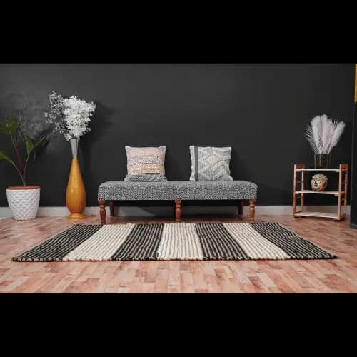 Hand Weaving White And Black Color Lagre Area Rectangle Rug Vintage Hemp Jute Rug For Living Room Decor Rug Decorating Interier Style making Hallway