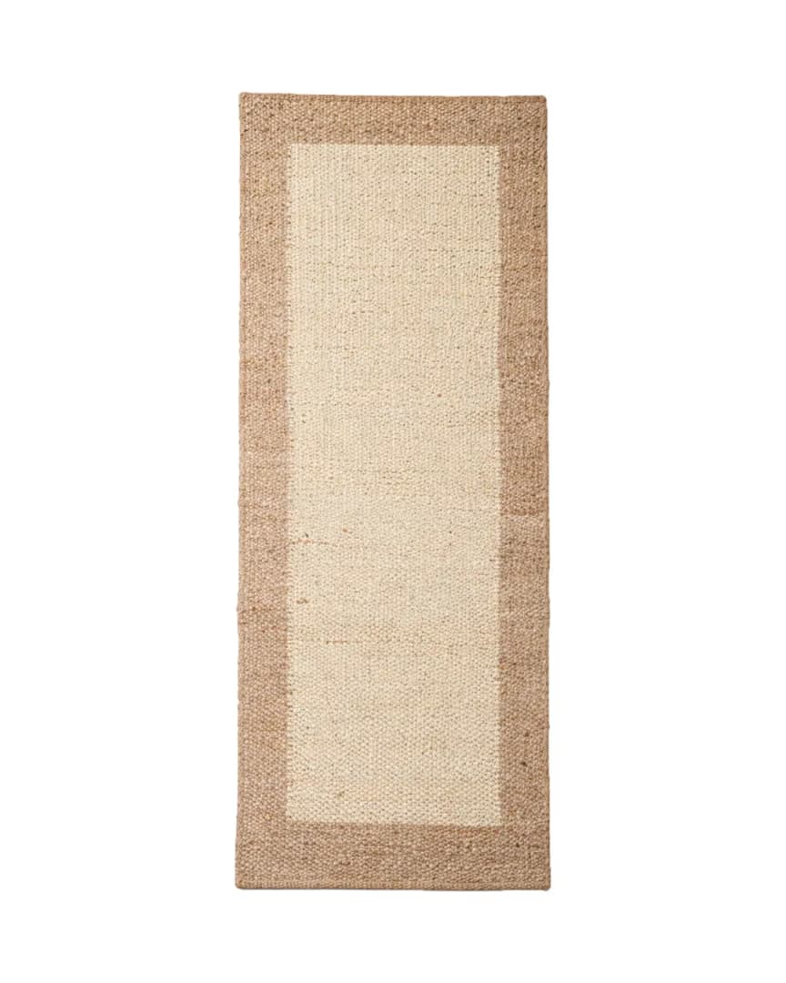 Home Decorative Hemp Jute Runner Rug Black With Beige Border Rug Hand Crafted Rug Vintage Large Area Runner Rug For Living Room and Kitchan Rug 