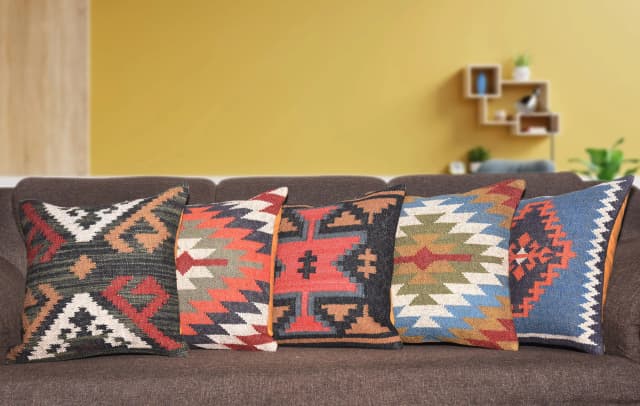 5 Set Kilim Pillow Cover For Sofa Decor 