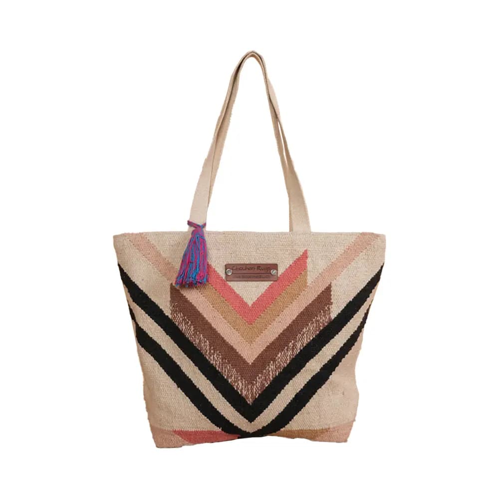 Chouhan Rugs Handwoven Chevron Tote Bag