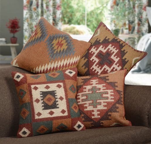 Handmade Vintage Kilim Wool Jute Cushion Cover