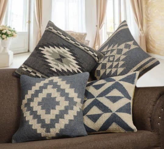 Handwoven Wool Jute Vintage Kilim Cushion Cover