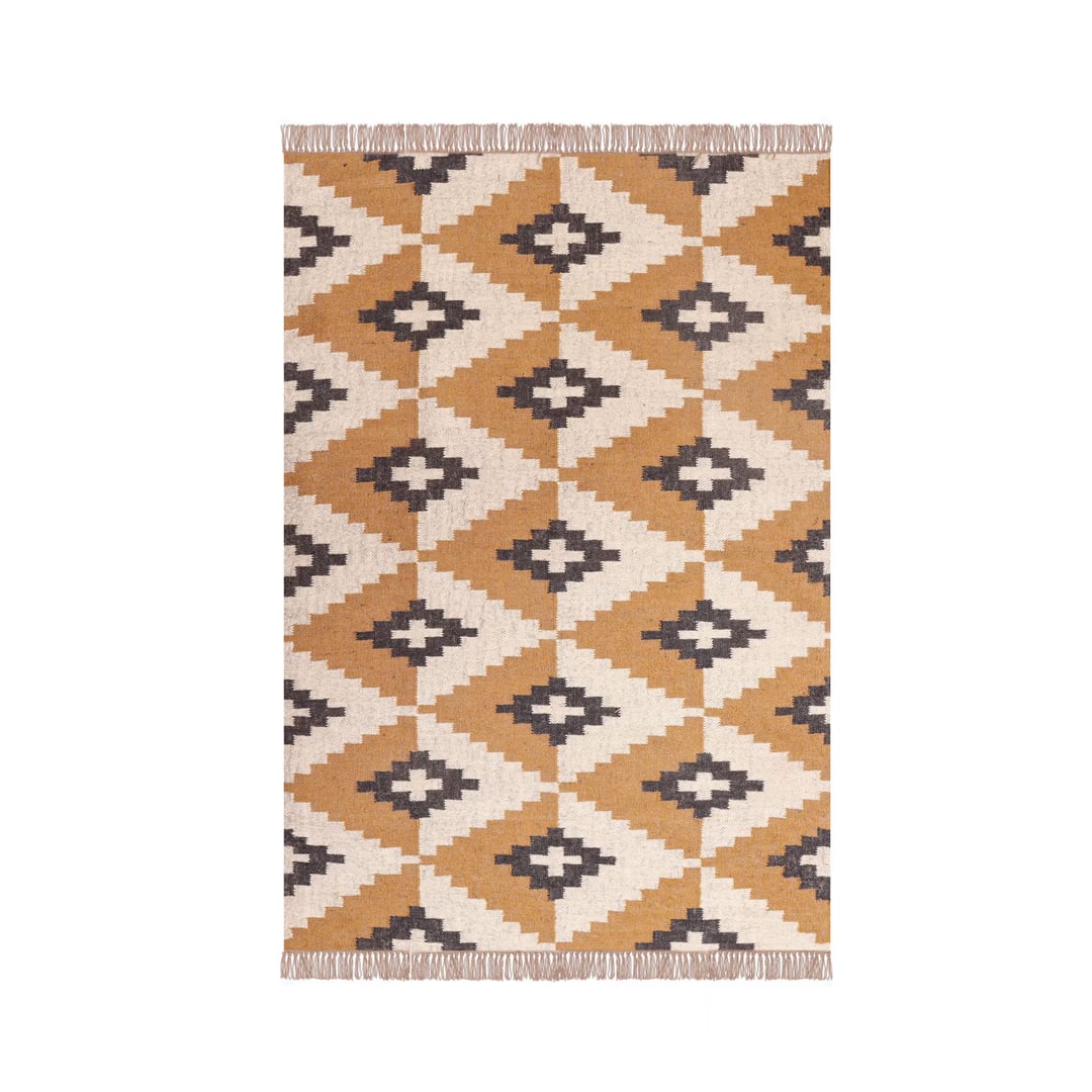 Handwoven Multicolor Wool Jute Kilim Area Rug