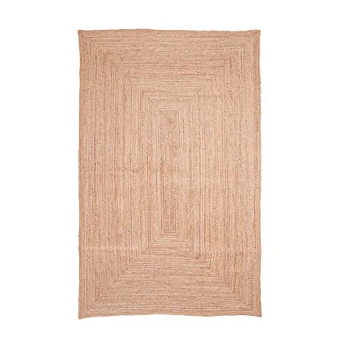 Hand Braided Natural Rounding Pattern Jute Rug 