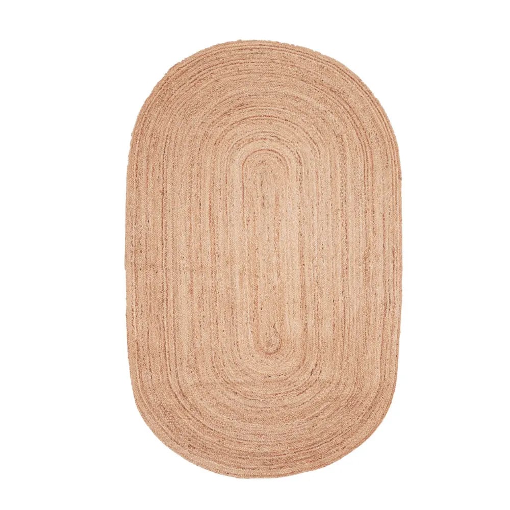 Indian Handmade Natural Oval Jute Rug