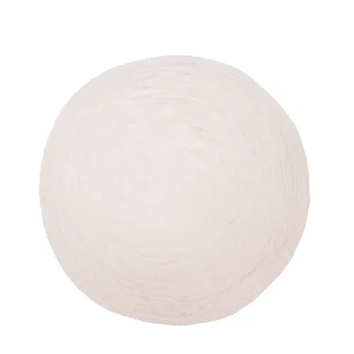 Indian Hand Braided White Round Jute Rug 