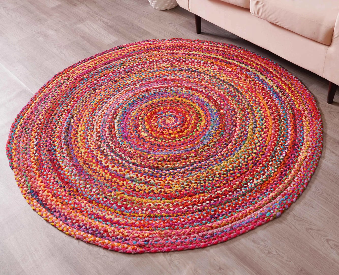 Multicolor Cotton Round Rug