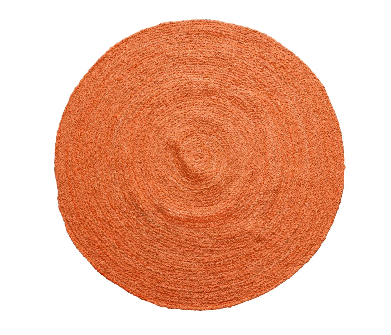 Orange Color Cotton Chindi Round Rug
