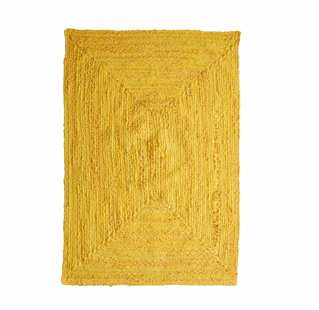Yellow Handwoven Cotton Rectangle and Square Rug and Mat