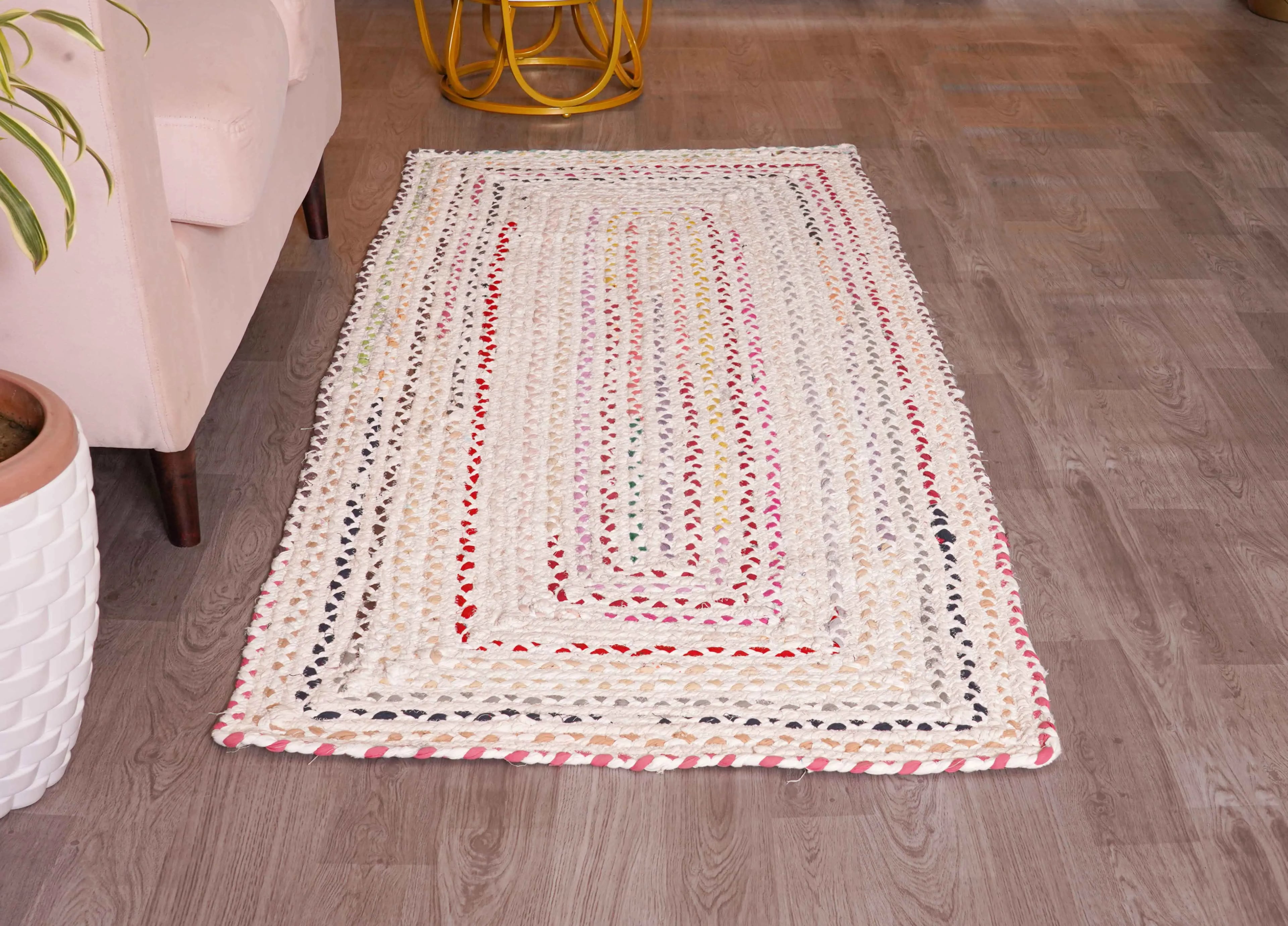 Indian Handwoven Multicolor Cotton Chindi Runner Rug