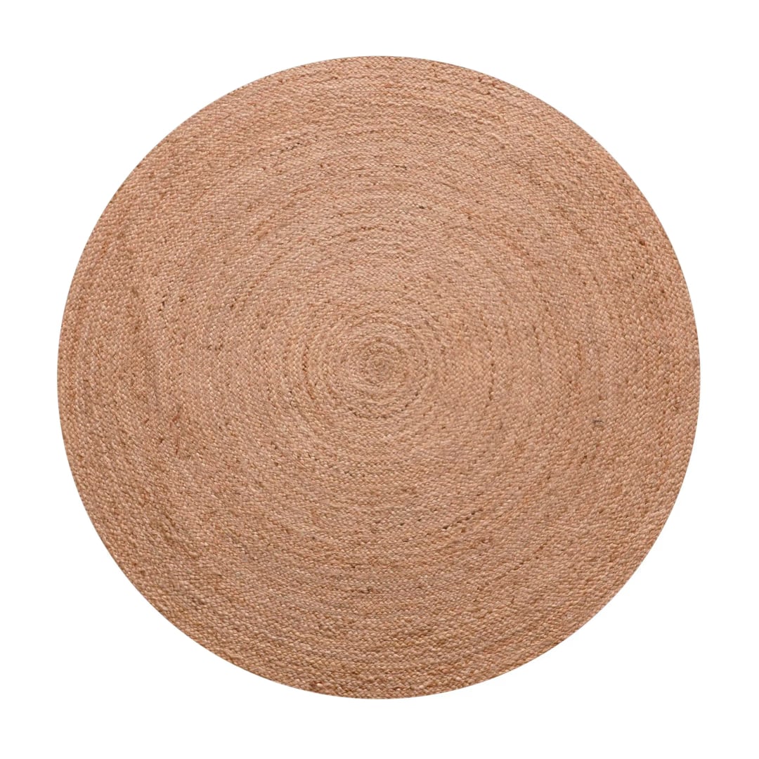 Home Decor Bohemian Handmade Braided Beige and White Jute Area Round Rug