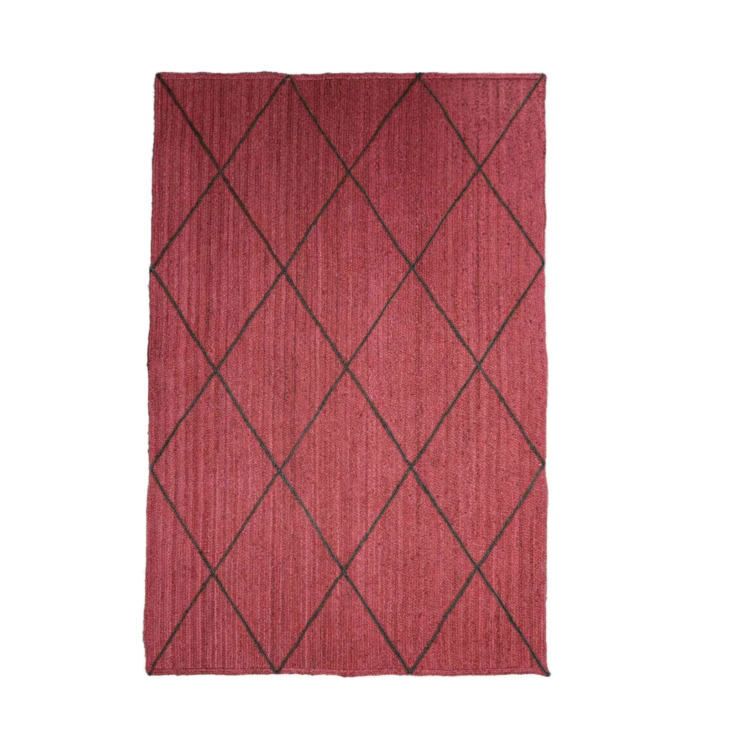 Home Decor Indoor Outdoor Handmade Color with Black Diamond Jute Braided Rectangle Rugs 