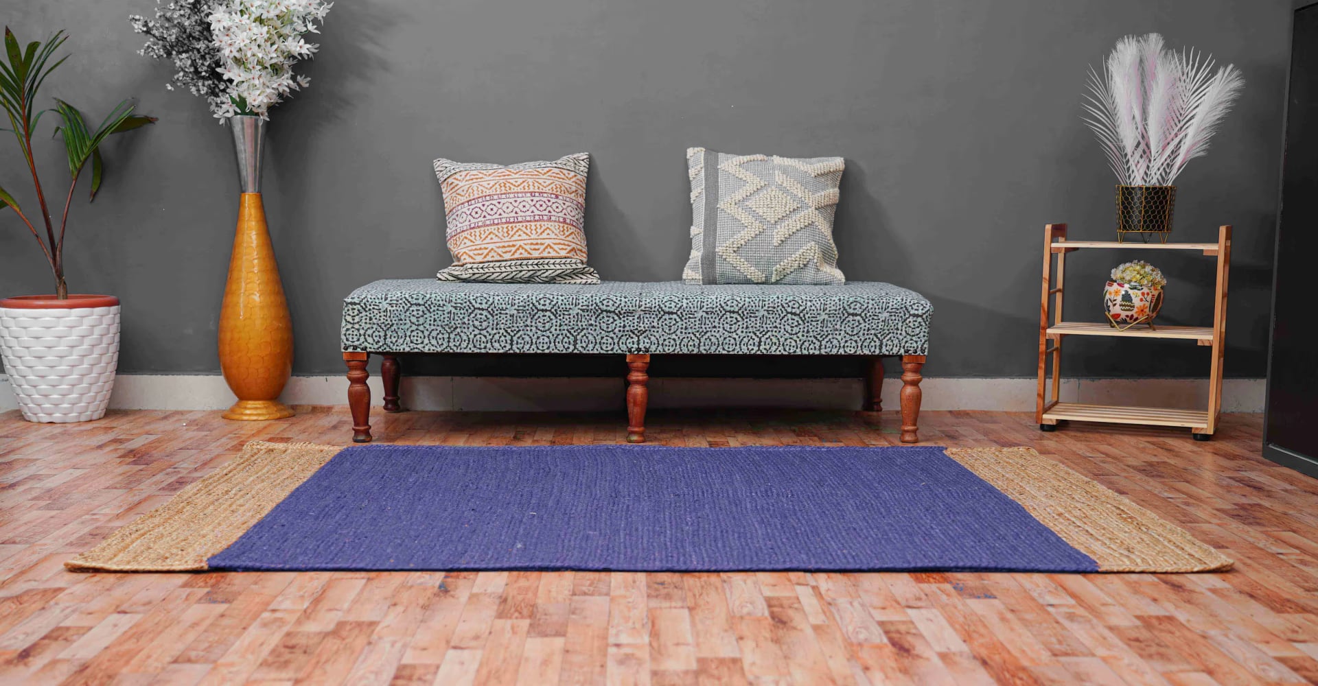 Every Color Custom Size Hand Braided Rectangle Jute Rug with Beige Border